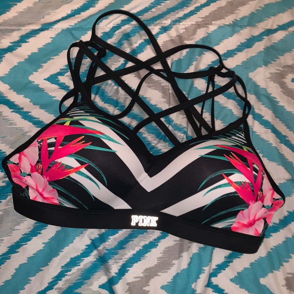Pink push up sports bra